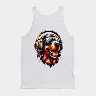 Smiling Flat-Coated Retriever DJ Enjoys the Beat Tank Top